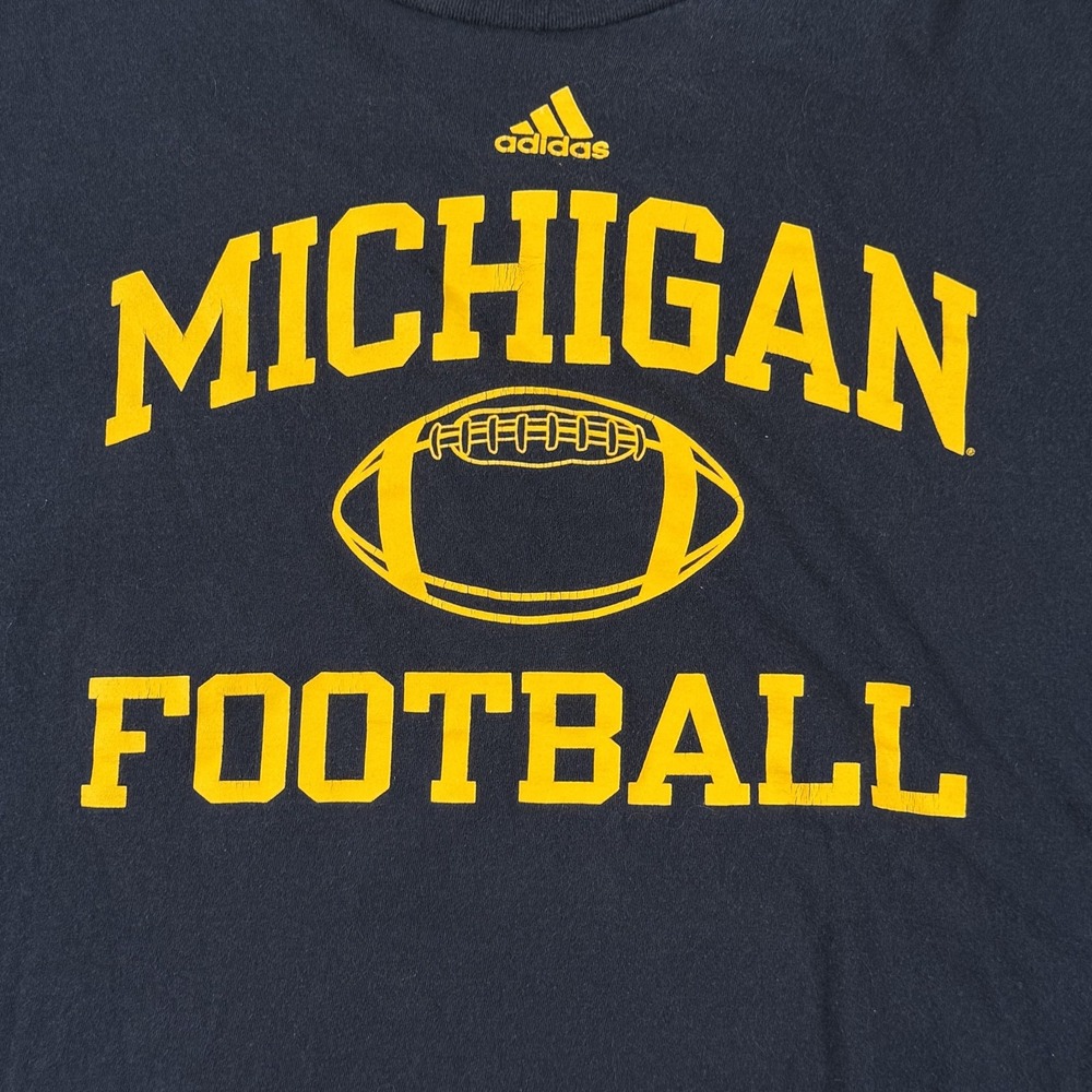 Michigan Wolverines Shirt Mens Large NCAA Football Navy Blue Adidas Go-To Tee